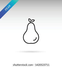 Pear fruit thin line isolated flat vector icon - Vector
