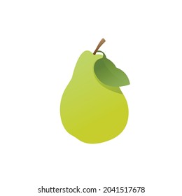 pear fruit vector with green leaf Isolated white on background png