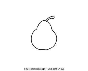 Pear fruit vector illustration with black outline. Vector hand-drawn illustration in outline style. black and white contour line easy drawing. Pear outline drawing, Pear vector art and illustrations.