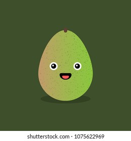 Pear Fruit Vector Illustration with Smiley Face