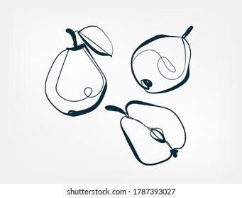 pear fruit vector one line art isolated illustration