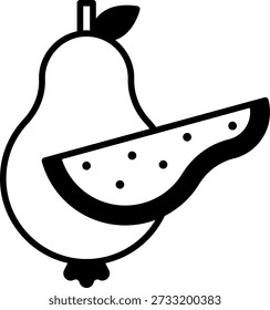 Pear Fruit with Watermelon Slice Icon Illustration