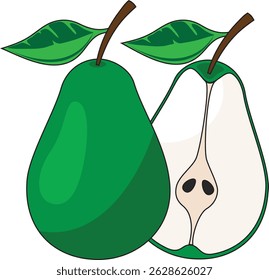 Pear Fruit Whole And Cut Food Vector