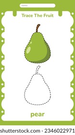 Pear Fruit Writing Exercise Practice Worksheet for Kids