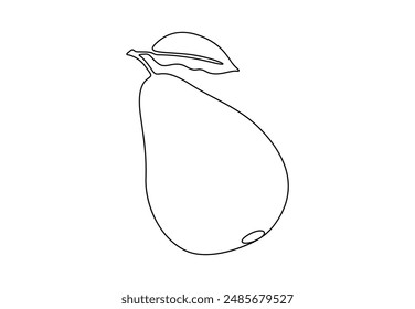 Ilustración vectorial de dibujo de una línea continua de frutos de pera