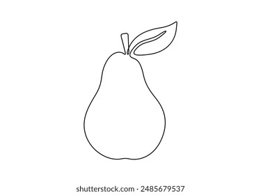 Ilustración vectorial de dibujo de una línea continua de frutos de pera