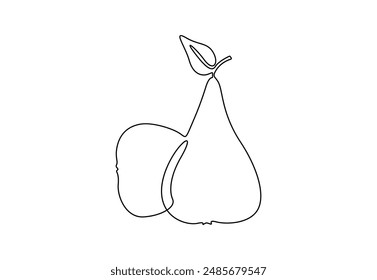 Pear fruits continuous one line drawing vector illustration