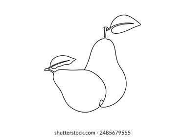 Pear fruits continuous one line drawing vector illustration