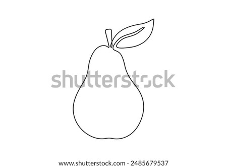 Pear fruits continuous one line drawing vector illustration