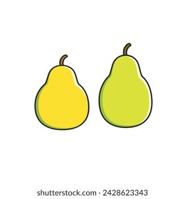 Pear fruits isolated on transparent background. Vector illustration. Good for design packaging, cover, print, banner, poster, clipart, sticker, icon, mascot, logo.