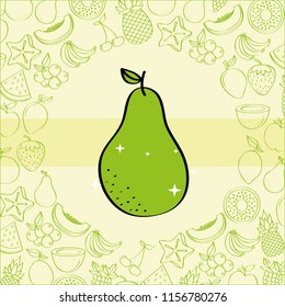 pear fruits nutrition background pattern drawing color
