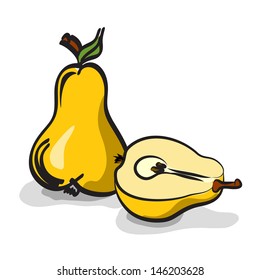 Pear fruits sketch drawing vector set on white