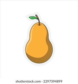 Pear Fruits Sticker Cartoon Vector