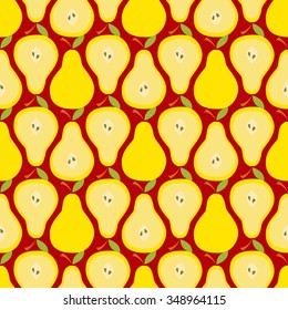 Pear garden, Seamless background with fruit slices, flat design