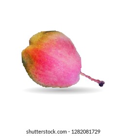 Pear. Geometric fruit. Low poly pear. Pear on white background, pixel art.