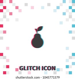 Pear  glitch effect vector icon.