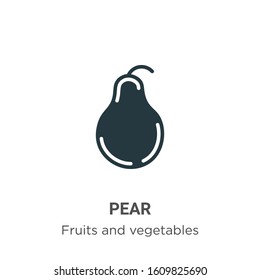 Pear glyph icon vector on white background. Flat vector pear icon symbol sign from modern fruits collection for mobile concept and web apps design.