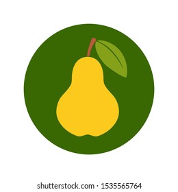 Pear graphic icon. Pear sign in the circle isolated on white background. Vector illustration