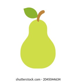 Pear green fruit vector flat style icon illustration clip art 