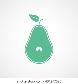 Pear Green Icon On White Background