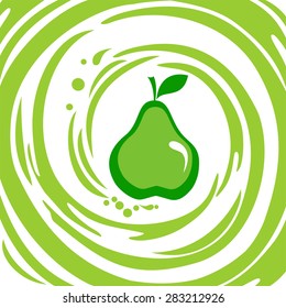 Pear. Green juice splash.  Vector Illustration