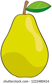 Pear, green leaf, isolated