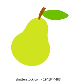 Oso. fruta dulce verde con una hoja. Comida vegetariana. Producto natural. Ilustración de dibujos animados planos