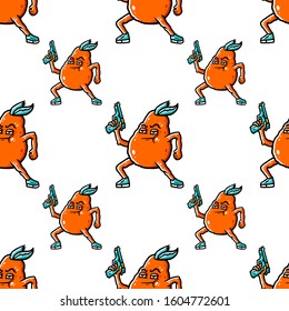 Pear With Gun Seamless Pattern. 
