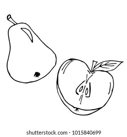 pear and half Apple vector illustration