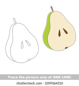 Pear Half to be traced only of one line, the tracing educational game to preschool kids with easy game level, the colorful and colorless version.