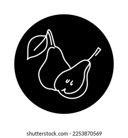 Pear and half color line icon. Pictogram for web page, mobile app, promo.
