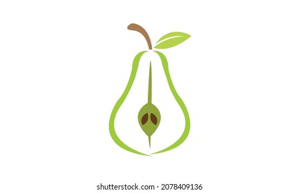 Pear half fruit with seed vector 