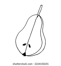 pear half hand drawn in doodle style. 