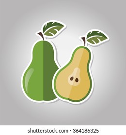 pear (half of pear)sticker. Vector illustration.