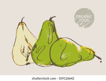 pear  hand draw sketch, vector