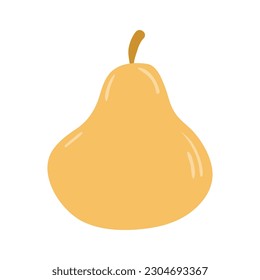 Pear hand drawn illustration. Cartoon style flat design, isolated vector. Summer, autumn print element, farming, gardening, harvest, agriculture, healthy food, vegetarian diet seasonal ingredient