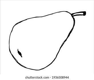Pear hand drawn outline doodle. Printing on paper, fabrics, dishes, posters, mugs. Stock vector illustration.