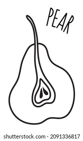 Pear hand drawn with thin line isolated on white background