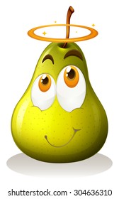 Pear with happy face illustration