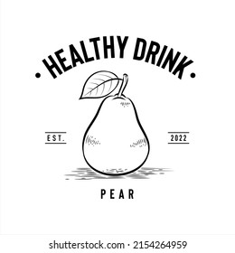 Pear healthy drink logo, company logo design idea, vector illustration