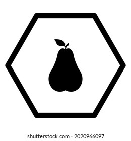 Pear and hexagon on white
