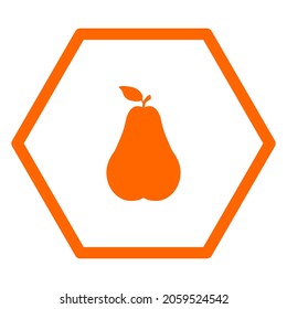 Pear and hexagon on white