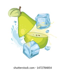Pear ice cube - illustration