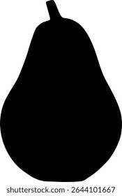 Pear Icon in Black – Flat Design Symbol for Fruit, Agriculture, and Healthy Food