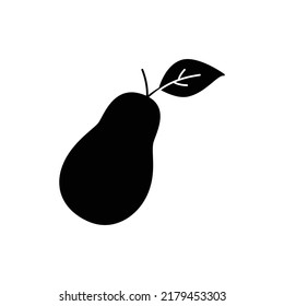 pear icon in black flat glyph, filled style isolated on white background