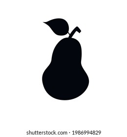 Pear icon. The black. Isolated on a white background. Silhouette. Fruits.