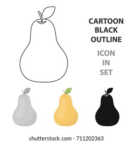 Pear icon cartoon. Singe fruit icon.