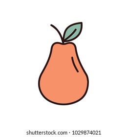 Pear icon in cartoon style. Vector illustration with Pear isolated on white background. cartoon fruit object for web