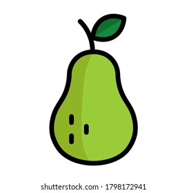 Pear icon, colored fruit, simple design vector