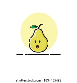 Pear icon cute vector illustration shocked expression
